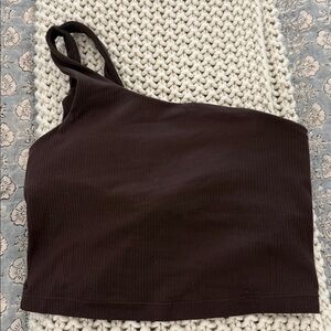 Lululemon Ribbed Nulu Asymmetrical Yoga Tank Top in the color Espresso (size 6)